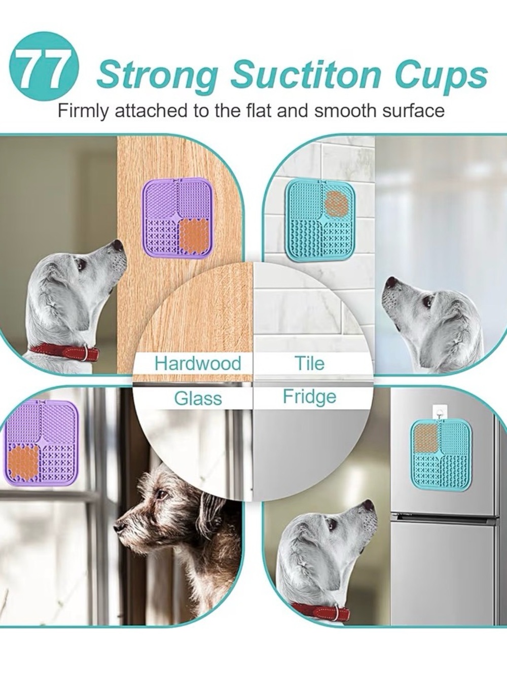 Lick Mat for Dogs & Cats 2 Pack Suction Cups, Anxiety Relief, Keep Them Busy,